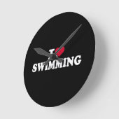 I Liebe schwimmen Runde Wanduhr (Winkel)
