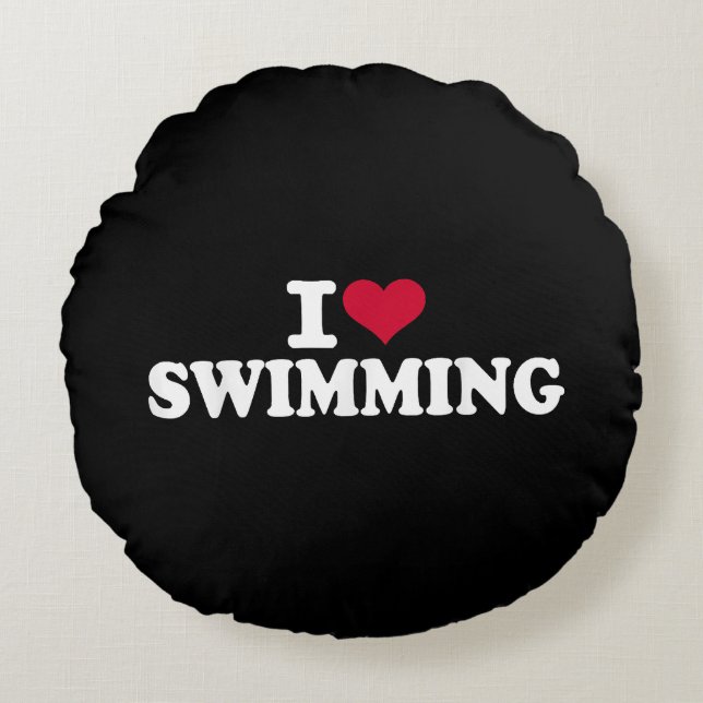 I Liebe schwimmen Rundes Kissen (Vorderseite)
