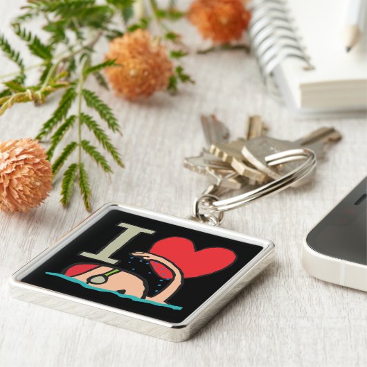 I Liebe Schwimmen Schlüsselanhänger (Seite)