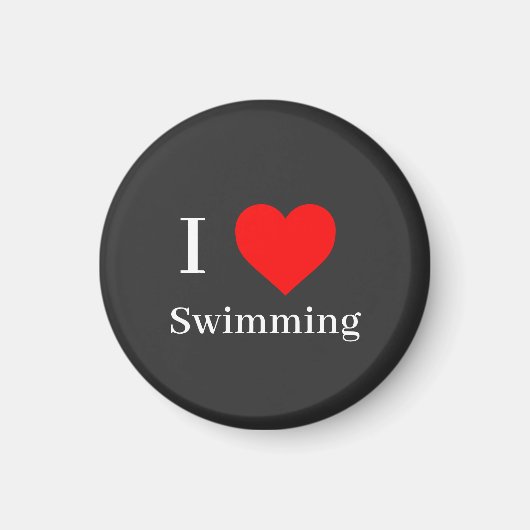 I Liebe Schwimmen Typografie & Rotes Herz Schwarz Magnet (Vorne)
