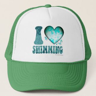 I Liebe Schwimmen Wassersport Spaß Logo Kunst Truckerkappe