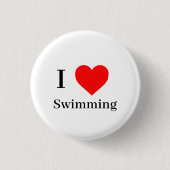 I Liebe Schwimmtypografie & Rotes Herz Button (Vorderseite)