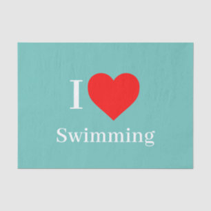 I Liebe Schwimmtypografie & Rotes Herz Minze Grün Seidenpapier