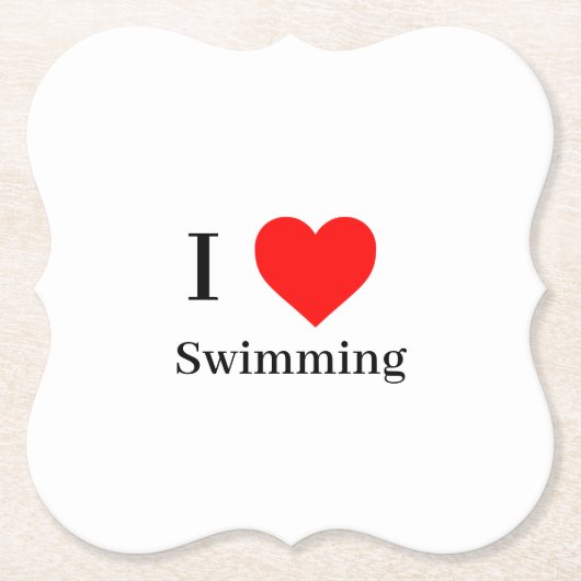 I Liebe Schwimmtypografie & Rotes Herz Weiß Untersetzer (Vorderseite)