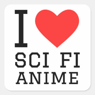 I Liebe sci fi anime Quadratischer Aufkleber