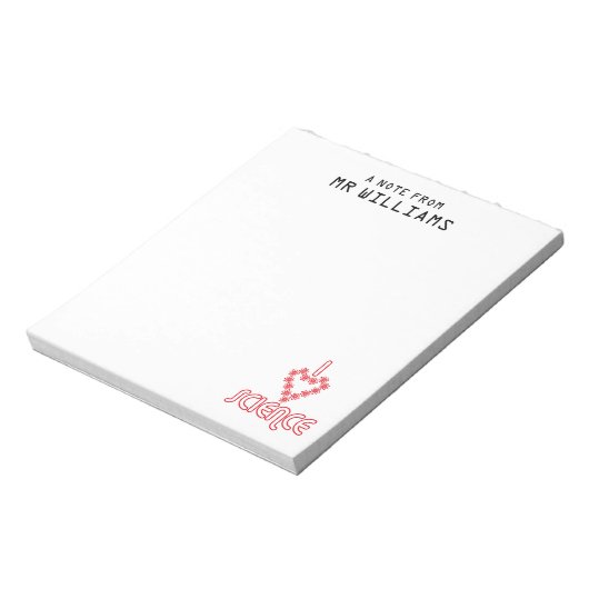 I LIEBE SCIENCE Ihr Name Notizblock (Rotiert)