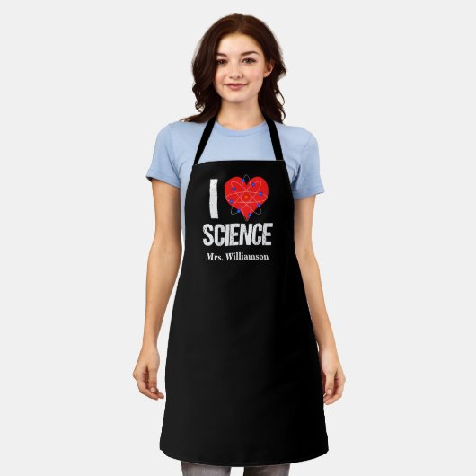 I Liebe Science Monogram Black Scientist Schürze (Getragen)