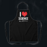 I Liebe Science Monogram Black Scientist Schürze<br><div class="desc">Eine coole naturwissenschaftliche Lehrer Monogramm-Schürze,  die ein phantastisches I Liebe Science-Muster mit einem roten Herz,  umwickelt mit einem Atom-Modell.</div>