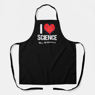 I Liebe Science Monogram Black Scientist Schürze