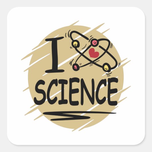I Liebe Science Quadratischer Aufkleber (Vorderseite)