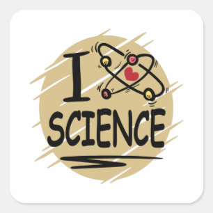 I Liebe Science Quadratischer Aufkleber