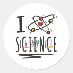 I Liebe Science Runder Aufkleber
