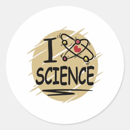 I Liebe Science Runder Aufkleber (Vorderseite)