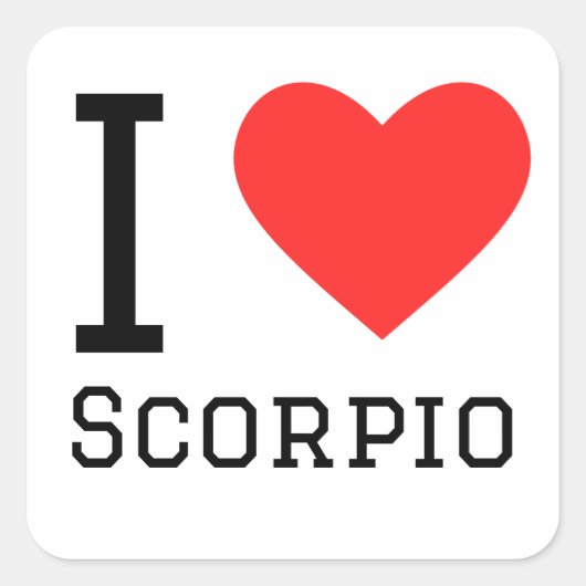 I Liebe Scorpio Quadratischer Aufkleber (Vorderseite)