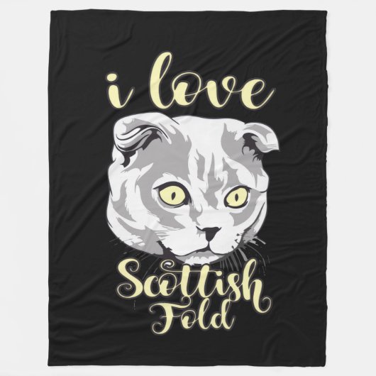 I Liebe Scottish Fold Fleecedecke (Vorderseite)