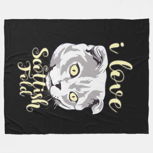 I Liebe Scottish Fold Fleecedecke (Vorderseite (Horizontal))