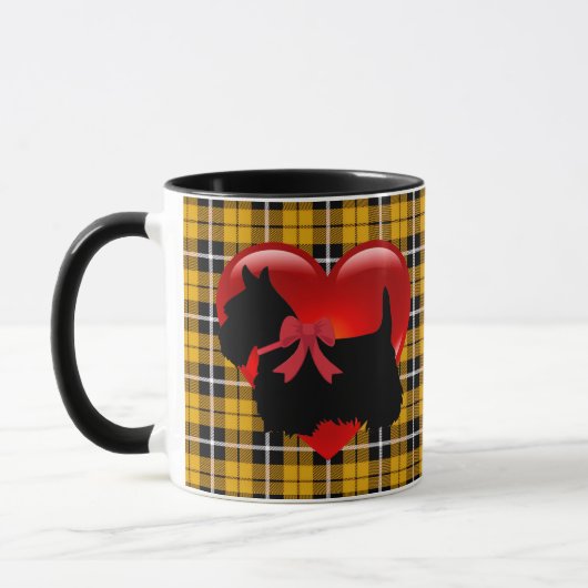 I Liebe, Scottish Terrier, Big Red heart gold kari Tasse (Links)