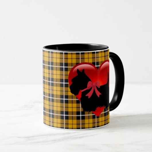 I Liebe, Scottish Terrier, Big Red heart gold kari Tasse (VorderseiteRechts)