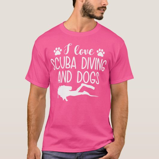 I Liebe Scuba Diving and Hunde Funny Scuba Diving T-Shirt (Vorderseite)