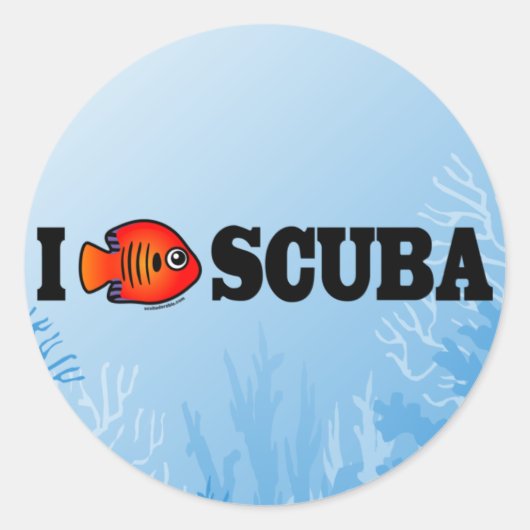 I Liebe Scuba Runder Aufkleber (Vorderseite)