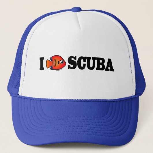 I Liebe Scuba Truckerkappe (Vorderseite)