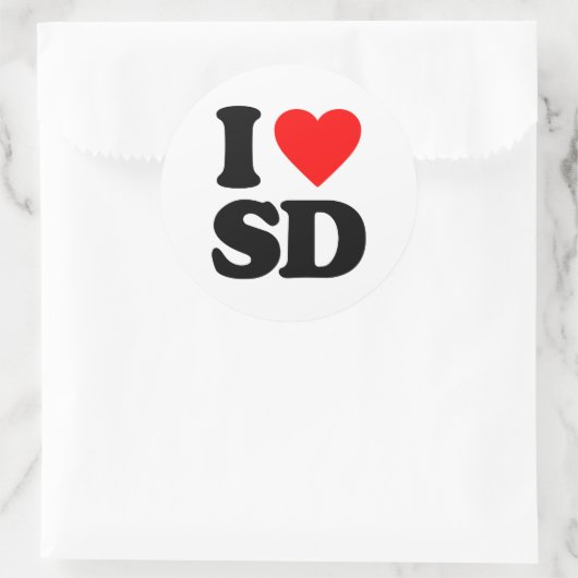 I LIEBE SD RUNDER AUFKLEBER (Tasche)