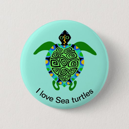 I Liebe SEA TURTLES - Meeresfauna - Meer Button (Vorderseite)