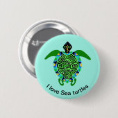 I Liebe SEA TURTLES - Meeresfauna - Meer Button (Vorne & Hinten)