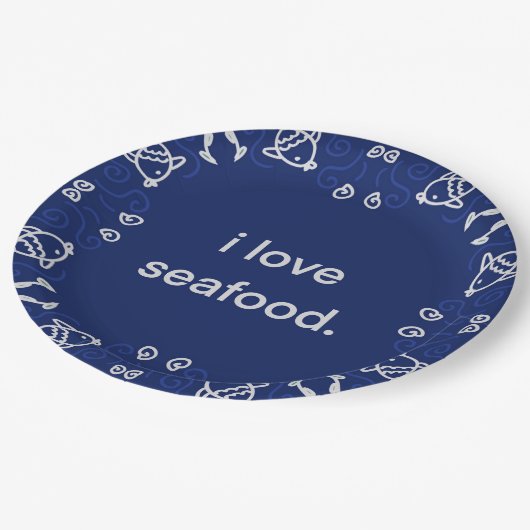 I Liebe Seafood Napkin Pappteller (Schrägansicht)