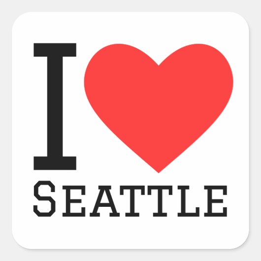 I Liebe Seattle Quadratischer Aufkleber (Vorderseite)