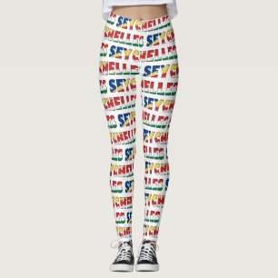 I Liebe Seychellen Flag Farben Typografie Muster Leggings