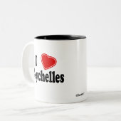 I Liebe Seychellen Zweifarbige Tasse (Vorderseite Links)