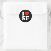 I Liebe Sf San Francisco He Runder Aufkleber (Tasche)