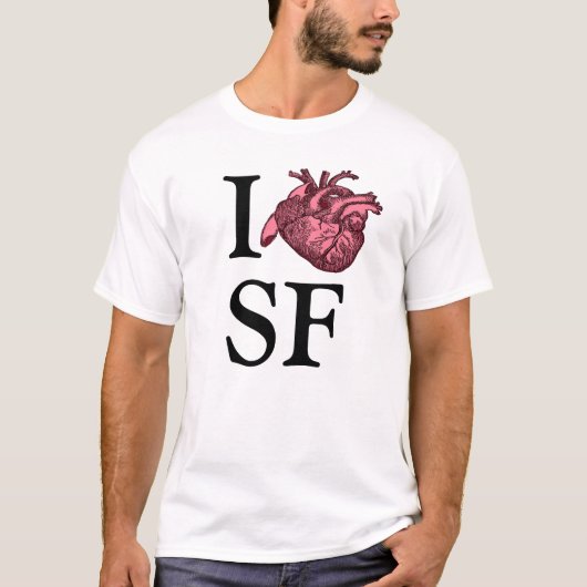I Liebe SF Shirt mit anatomisch korrektem Herz (Vorderseite)
