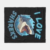 I Liebe Sharks Fisher Fleecedecke (Vorderseite (Horizontal))