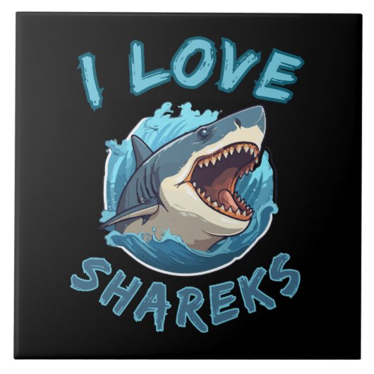 I Liebe Sharks Fisher Fliese (Vorderseite)