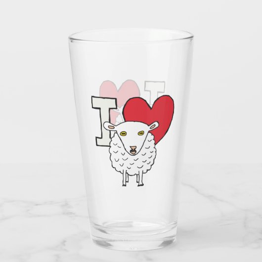 I Liebe Sheep Glas (Rückseite)