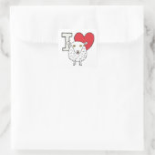 I Liebe Sheep Quadratischer Aufkleber (Tasche)