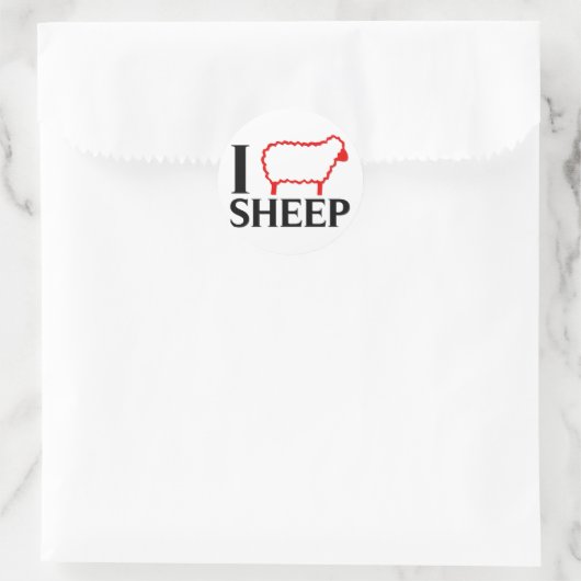 I Liebe Sheep Runder Aufkleber (Tasche)