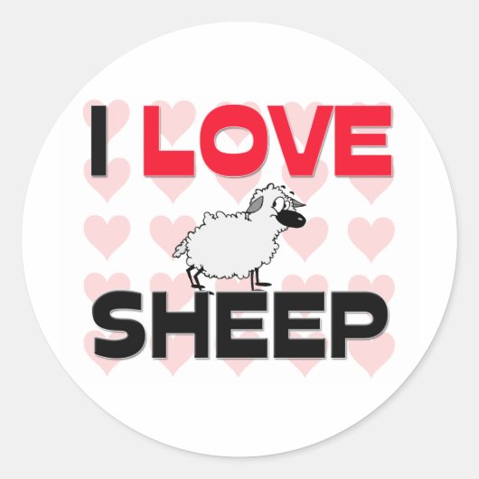 I Liebe Sheep Runder Aufkleber (Vorderseite)