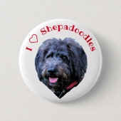 I Liebe Shepadoodles Dog Weiße Taste Button (Vorderseite)
