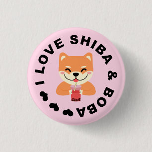 I LIEBE SHIBA & BOBA - Niedlicher Shiba Inu und Bo Button