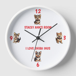 I Liebe Shiba Inus Niedlich Name Wall Uhr