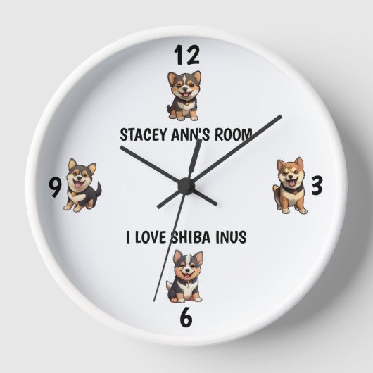 I Liebe Shiba Inus Niedlich Name Wall Uhr (Vorderseite)