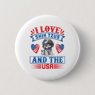 I Liebe Shih Tzus und USA Button