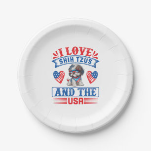 I Liebe Shih Tzus und USA Pappteller