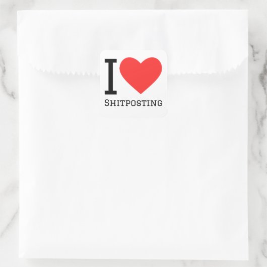I Liebe Shitposting Quadratischer Aufkleber (Tasche)