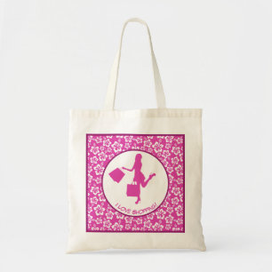 I Liebe Shopping farbenfroh rosa Blumenmuster Tragetasche