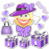 I Liebe Shopping lächelnd Mode Emoji Sticker (Vorderseite)