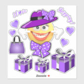 I Liebe Shopping lächelnd Mode Emoji Sticker (Blatt)